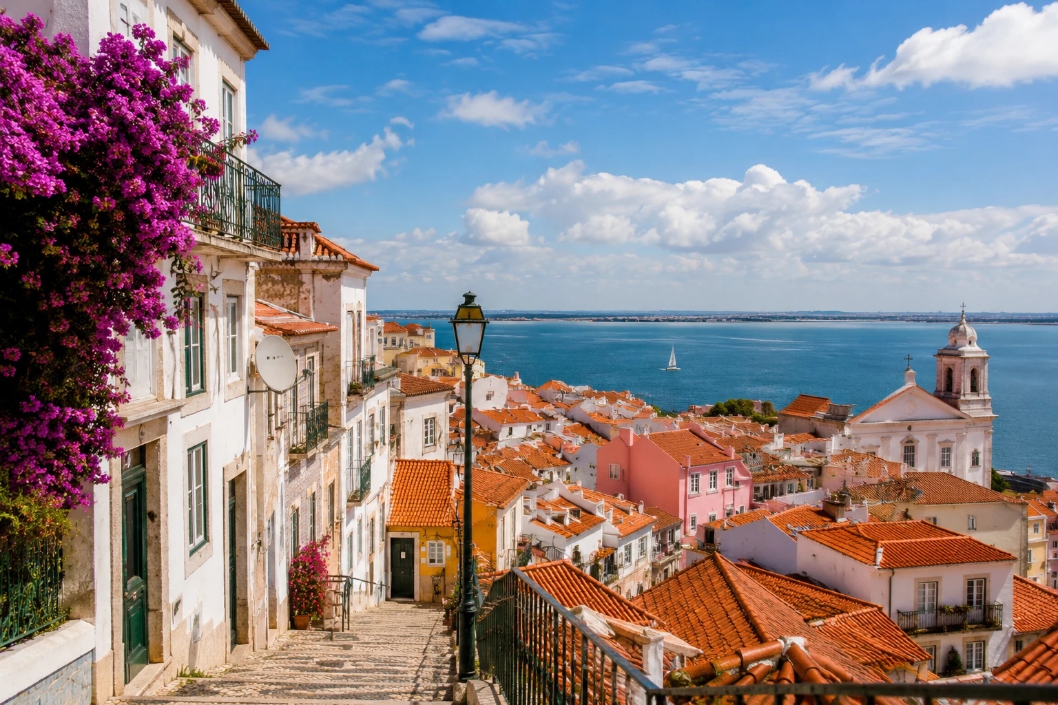 Lisbon's Alfama rooftops overlooking the Tagus River